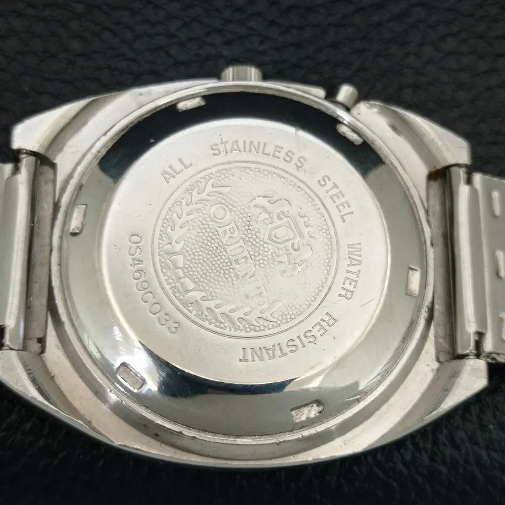 Vintage 1982 Orient Automatic Mens Silver Watch W/daydate & Gold accents